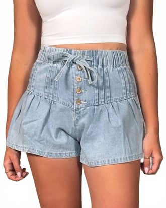 So Me Flare Denim Shorts In Blue
