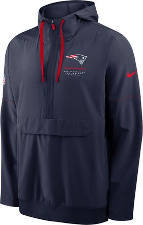 Nike New England Patriots Sideline Anorak Nike Mens NFL 1/2-Zip Hooded Jacket in Blue | 03AT069K8K-EKU