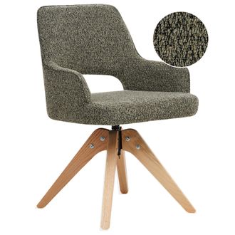 Beliani Silla De Comedor Giratoria Respaldo Curvo De Boucl&eacute; Verde Moravia