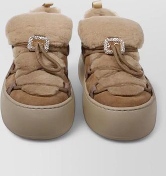 Roger Vivier leather fur slippers