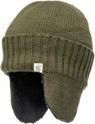 Nirvanna Designs Rib Band Earflap Hat in Olive at Nordstrom, Size Medium