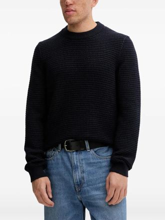 Marc O'Polo Sweater met wafelpatroon - Blauw