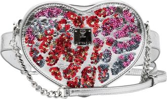 MCM Pre-owned Sequin Heart Crossbody Bag - Dames - Vintage Schoudertas - Grijs - ONE Size - Leer - Vintage
