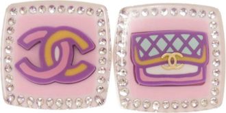 Chanel blue pink Plastic Stud Earrings (Pre-Owned)