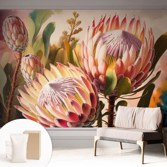 Tulup Carta Da Parati Con Design Moderno - Con Motivi Moderni - Fotomurali In Tnt Soggiorno Camera De Letto Sala Ufficio Fiori Di Protea 312x219 Cm