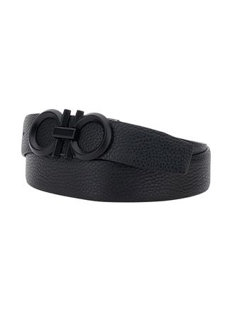 Ferragamo Mens Belt With Gancini Buckle Black Leather