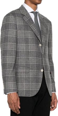 Brunello Cucinelli Mens Gray Cashmere Blazer Clothing