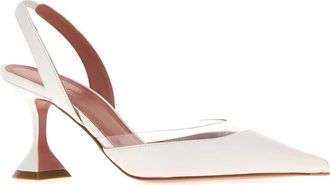 Amina Muaddi Womens White Nappa Leather Lara Pumps Whitra Scarpe Con Tacco High Heel Shoes