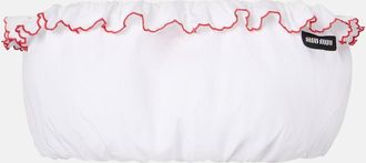Miu Miu Top bandeau de popel&iacute;n de algod&oacute;n festoneado