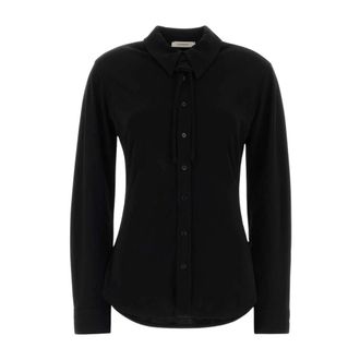 Christophe Lemaire Shirts, female, Black, Size: S Button-Up Shirt with Bow Detail