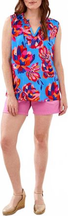 Tribal Womens V-Neck Sleeveless Blouse In Turkish Sea