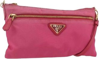 Prada Pre-owned Cross Body Bags, female, Pink, Size: ONE SIZE Pre-owned Nylon Crossbody Bag
