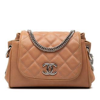 Chanel Tan Washed Lambskin Bijoux Chain Accordion Flap