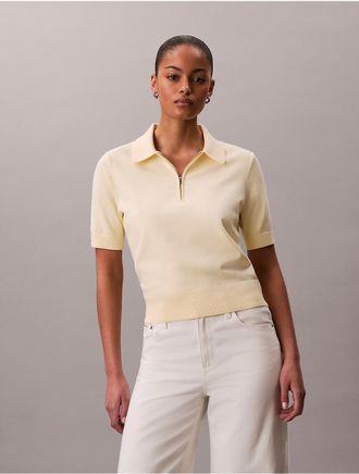 Calvin Klein Jeans Calvin Klein Womens Relaxed Knit Polo Sweater - Yellow - XS
