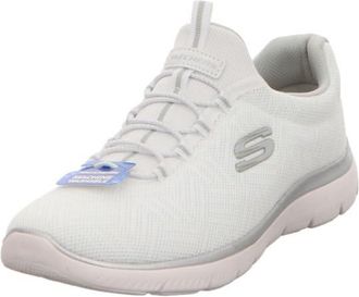 Skechers Womens Summits Artistry Chic Sneaker, White Mesh Silver Gray Trim, 3.5 UK