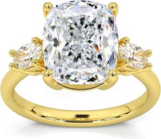 Pompeii3 Certified 6Ct Cushion Cut 3-Stone Diamond Engagement Ring 14k Gold Lab Grown