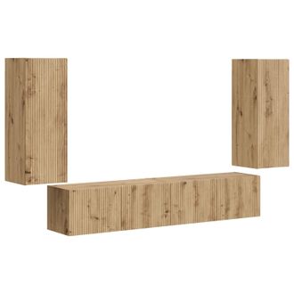 vidaXL Conjunto De Mueble Para Tv De Pared 4 Pcs Roble Artesanal Vidaxl