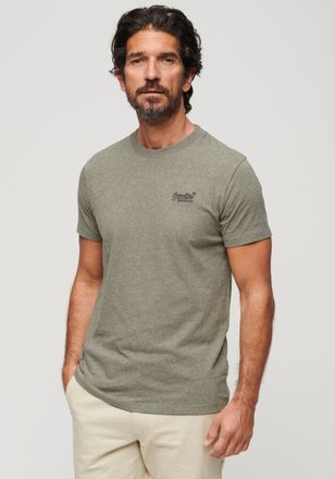 Superdry Rundhalsshirt SUPERDRY ESSENTIAL LOGO EMB TEE, Herren, Gr. S, gr&uuml;n (ash olive), Single Jersey, Obermaterial: 100% Baumwolle, unifarben, slim fit h&uuml;ftl