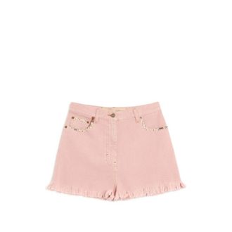 Valentino Floral Frayed Denim Shorts
