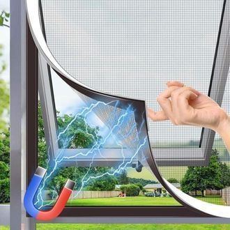 OEM Mosquitera Magn&eacute;tica Para Ventana, 120x130 Cm, Fibra De Vidrio, Tama&ntilde;o Ajustable Para Montaje Por El Usuario, Marco Desmontable, No Requiere Taladrar,