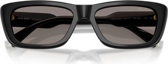 Miu Miu 56mm Rectangular Sunglasses in Black /Dark Grey at Nordstrom