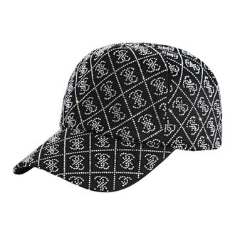 Guess Cappellino con Monogramma di Strass e Motivo a Diamante - - Accessories - Donna - Nero - ONE SIZE