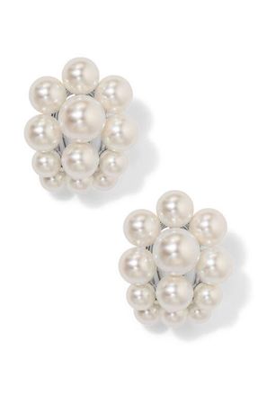 Nadri London Large Faux Pearl Cluster Earrings in Rhodium at Nordstrom