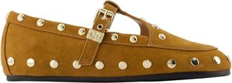 Ganni Mary Jenny Studs Ballerina Flats - Dames - Ballerinas - Groen - 38 EU - Polyester - Schoenen