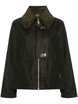 Barbour Drummond wax-coated bomber jacket - women - Cotton/Cotton/Polyester - 12 - Green