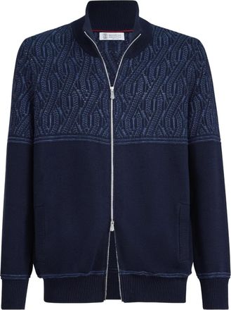 Brunello Cucinelli Katoenen vest met jacquard - Blauw