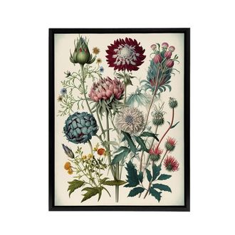 Artery8 Vintage Ernst Haeckel Inspired Flowers Framed Canvas Wall Art Print | Size: W24 x H32