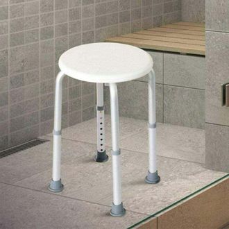 OEM Taburete De Ducha Redondo De Altura Regulable - Blanco -crezuo