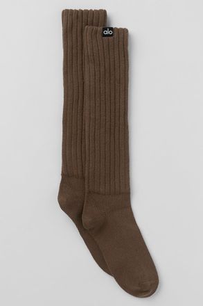 Alo | Scrunch Socks in Espresso, Size: Medium