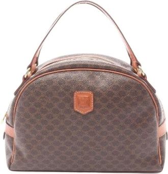 Celine Pre-owned Macadam PVC Gecoat Canvas Leren Handtas - Dames - Vintage Handtas - Bruin - ONE Size - Leer - Vintage