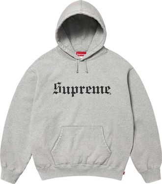 SUPREME FW25 Washed Old English Hooded Sweatshirt Heather Grey SUP-FW25-107-GRY