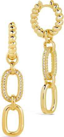 Sterling Forever Andi CZ Drop Hoop Earrings in Gold at Nordstrom Rack