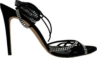 PARIS TEXAS Holly Nicole Strappy Sandal Heels in Black Suede