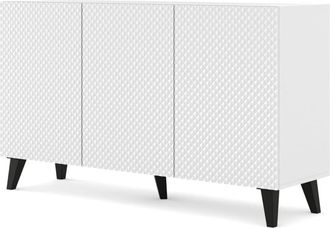 AKL FURNITURE Cómoda efecto madera Blanco y Negro