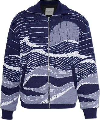 Laneus Ge&iuml;soleerde Cardigan Met Kraag - Heren - Vesten - Blauw - XL - Leer - Truien & Vesten