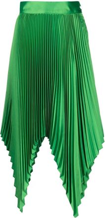Styland fully pleated asymmetric skirt - women - Polyester/Spandex/Elastane - S - Green