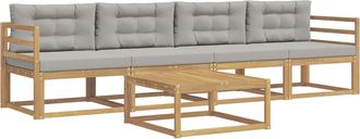 vidaXL Conjunto De Sof&aacute;s De Exterior 4 Uds. Blanco Y Gris Claro Vidaxl