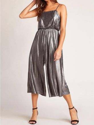 BB Dakota Shine On Metallic Jumpsuit In Silver Metallic