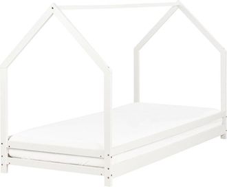 Beliani Beliani - Cama Infantil Con Dosel Y Somier De Madera De Pino Blanca 90 X 200 Cm Appy