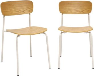 Sweeek Silla vintage de metal y contrachapado, set de 2, beige
