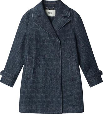 Fendi Gewatteerd Double-Breasted Denim Jasje - Dames - Mantel - Blauw - XS - Denim - Jassen