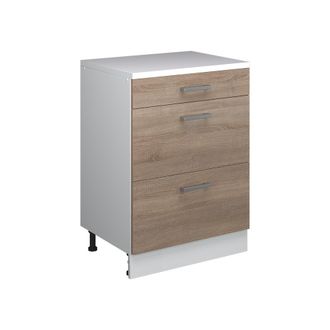 Vicco Armario De Cocina Para Techo Inclinado R-line, Sonoma, 60 Cm Sin Inclinaci&oacute;n Con 3 Cajones, Vicco
