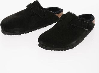 Birkenstock Suede BOSTON Mules with Fur Lining size 41