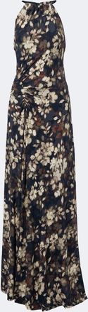SIMKHAI Cerin gathered floral halterneck maxi dress
