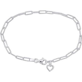 Delmar Oval Cut Link Heart Charm Bracelet in Silver at Nordstrom Rack