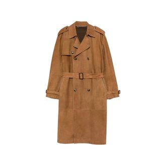 Canali Nuvola Lambskin Suede Trench Coat - male - Canali - Trench Coats - Brown - 2XL - Coats